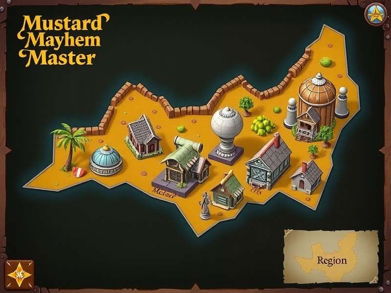 Map showing all regions in Mustard Mayhem Master Mustard Mayhem Master region map